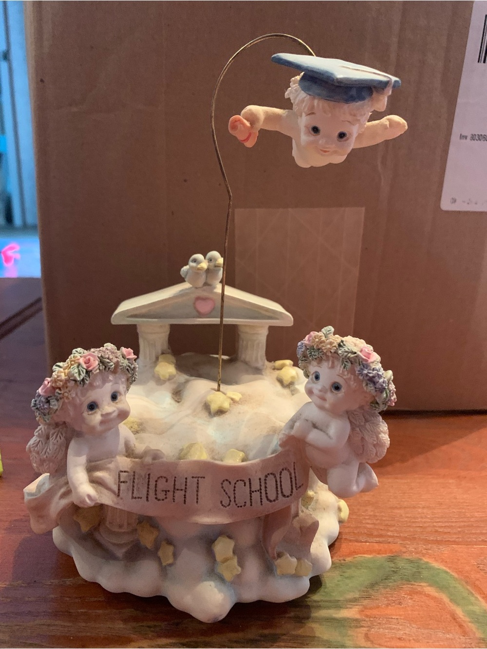 Vintage Dreamsicle Heavenly Village Sculpture Collection Music Box